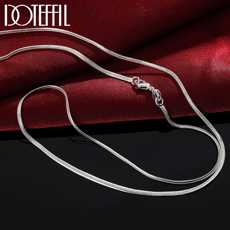 DOTEFFIL 925 Sterling Silver 16/18/20/22/24/26/28/30 Inch 2mm Flat Snake Chain Necklace For Women Man Fashion Wedding Jewelry