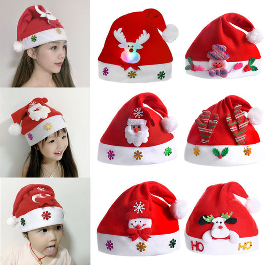 2022 Merry Christmas Hat  Snowman ElK Santa Claus Hats For Kids Children Adult