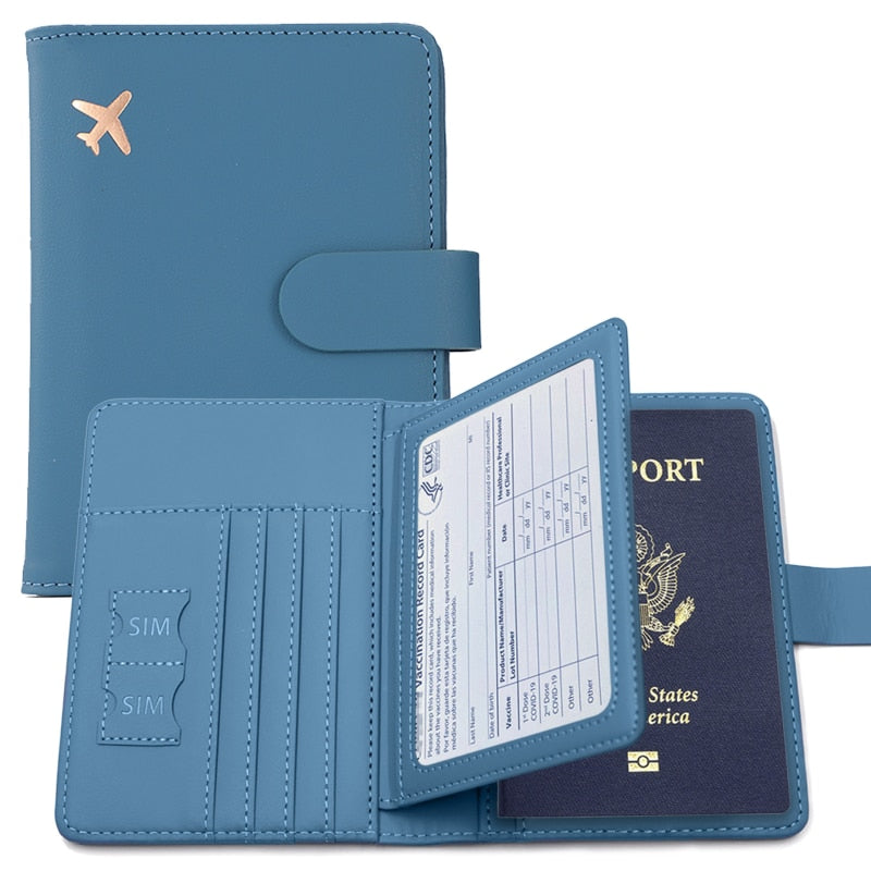 Passport Cover PU Leather Man Women Travel Passport Holder with Credit Card Holder Case Wallet