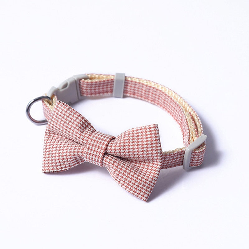 Christmas Plaid Bowknot Cat Collar Bow Tie Safety Buckle Pet Collar Puppy Chihuahua Pet Necklace Elastic Adjustable Dog Collars