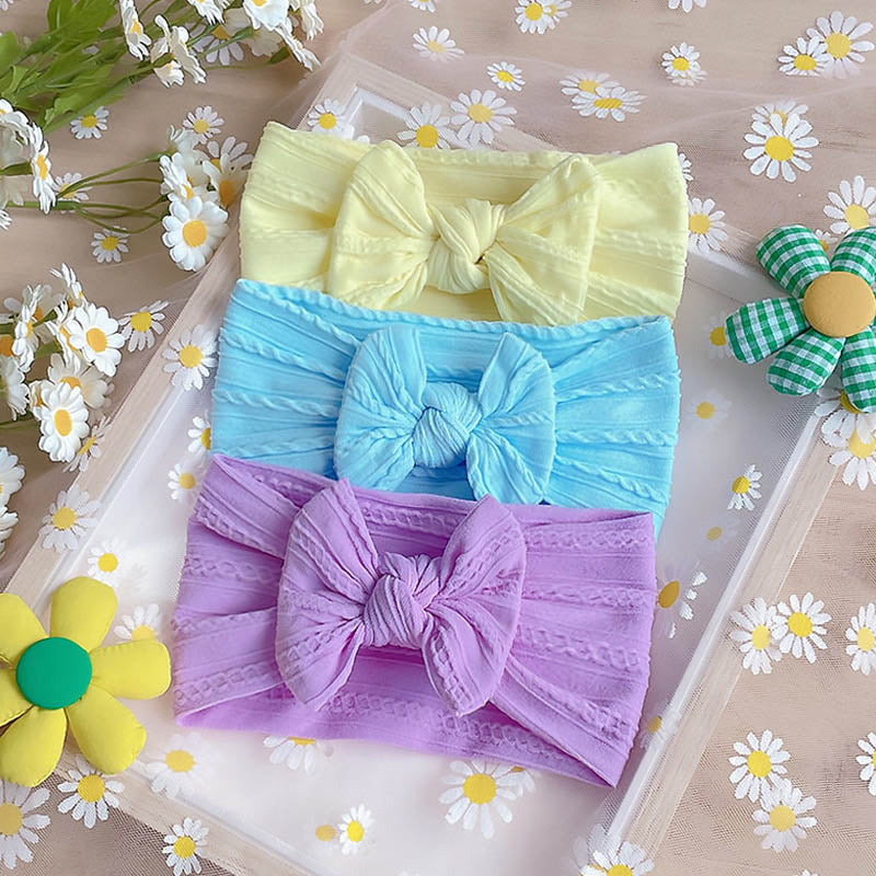 3Pcs Pearl Flower Baby Headband Infant Girl Nylon Elastic Hair Bands