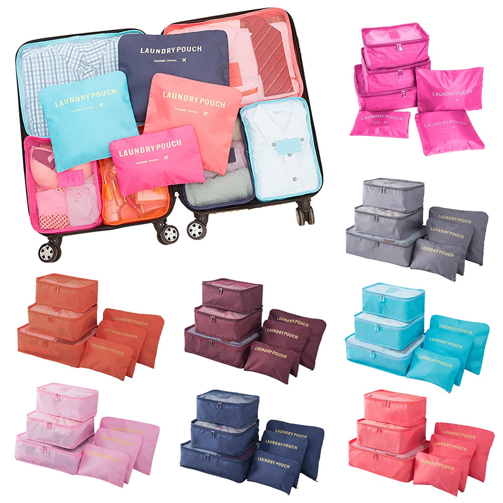 6pcs/set Travel Storage Bag Suitcase Luggage Organizer Set