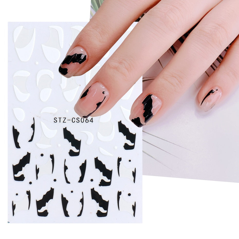 3D Simple Lines Nail Stickers Rose Gold Metal Stripe Letters Decals Curve Gel Nails Art Sliders Polish