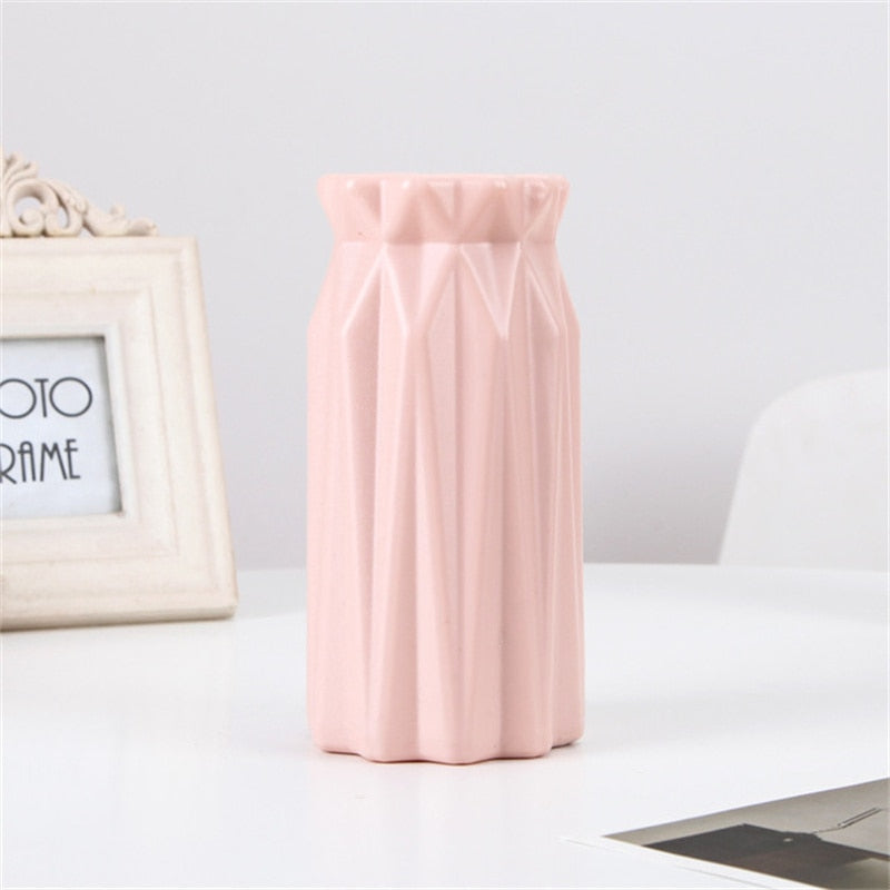 Nordic Plastic Flower Vase Unbreakable Anti-Ceramic Vases European Imitation Rattan Pot