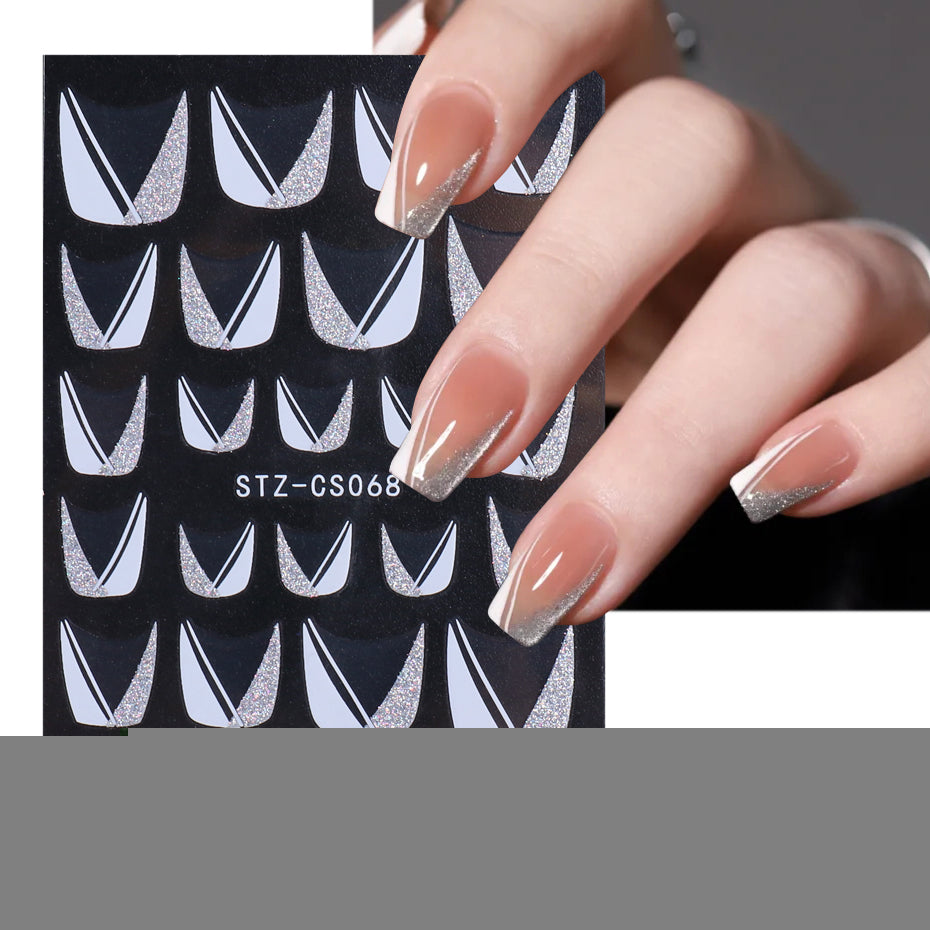 3D Simple Lines Nail Stickers Rose Gold Metal Stripe Letters Decals Curve Gel Nails Art Sliders Polish