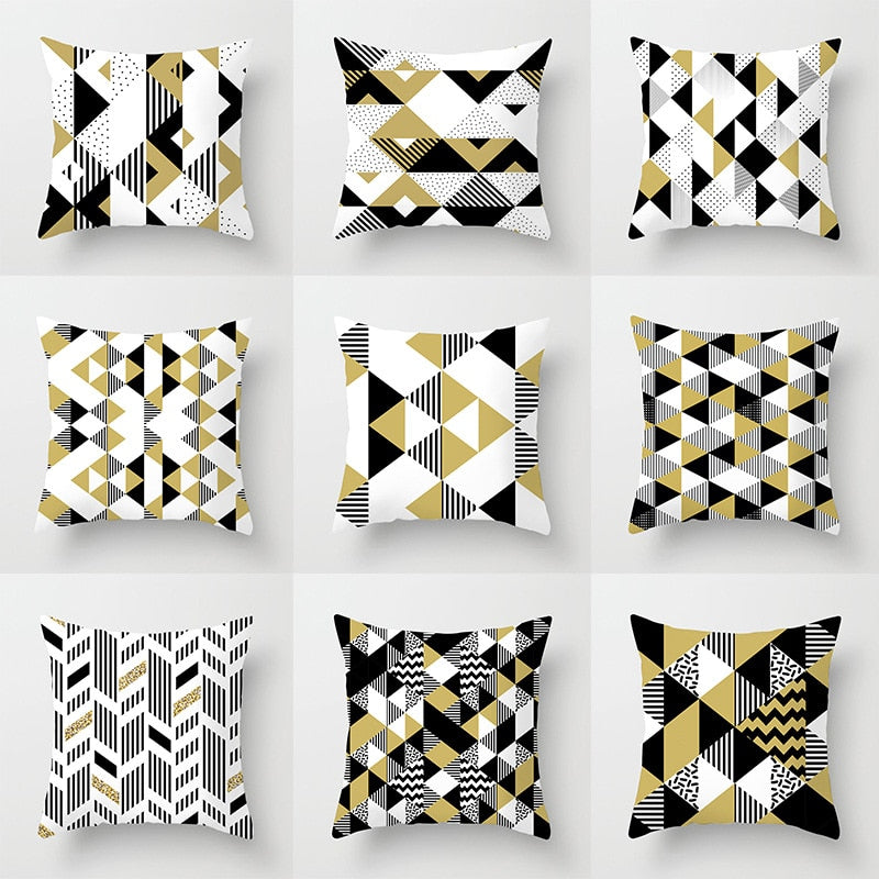 45x45cm Geometric Cushion Cover Abstract Color Block Grids Pillow Case for Living Room Sofa