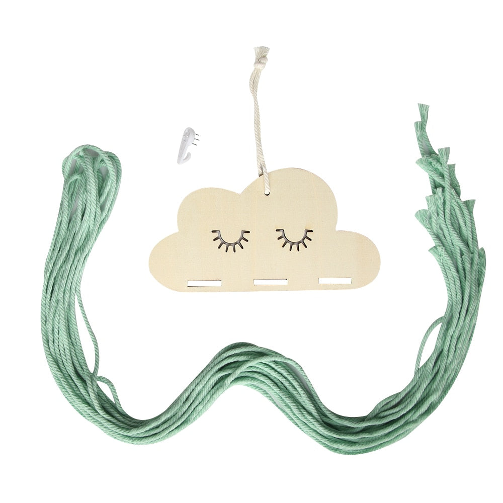 Cloud Baby Hair Clips Holder Ins Nordic Style Wood Princess Hairpin Hairband Storage Pendant DIY Jewelry Organizer Wall Ornament