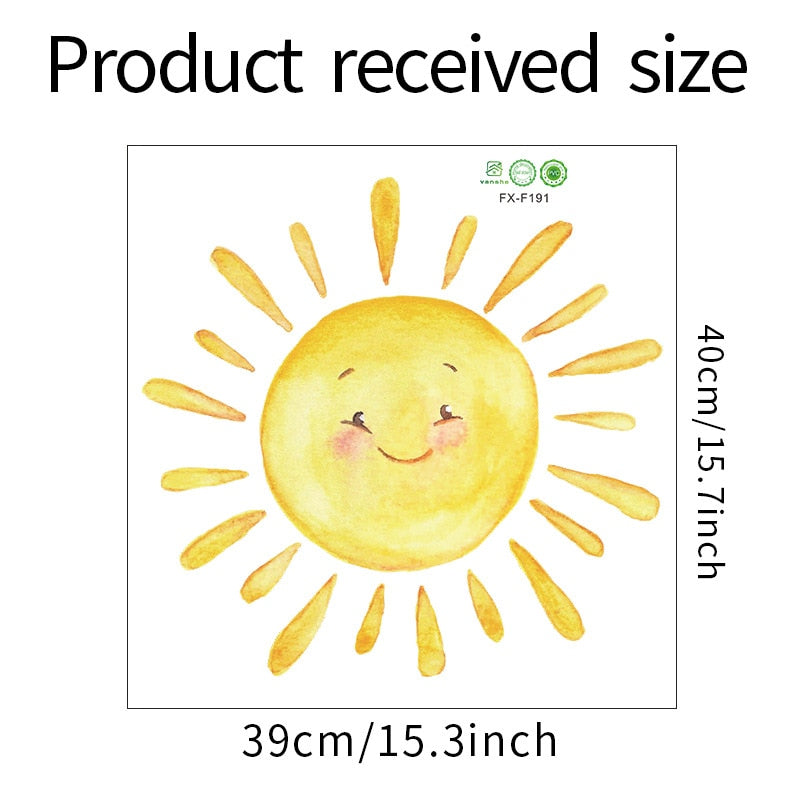 Cartoon painted rainbow sun children bedroom  wall stickers self-adhesive room decoration