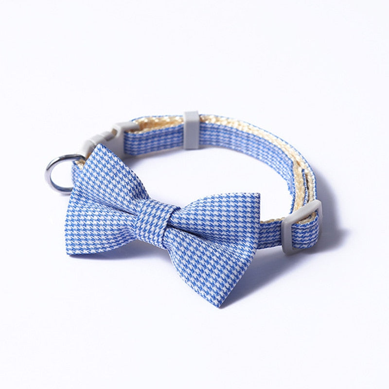 Christmas Plaid Bowknot Cat Collar Bow Tie Safety Buckle Pet Collar Puppy Chihuahua Pet Necklace Elastic Adjustable Dog Collars