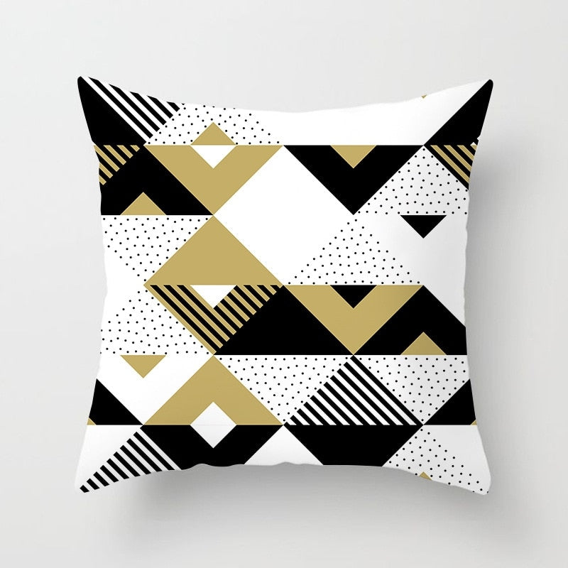 45x45cm Geometric Cushion Cover Abstract Color Block Grids Pillow Case for Living Room Sofa