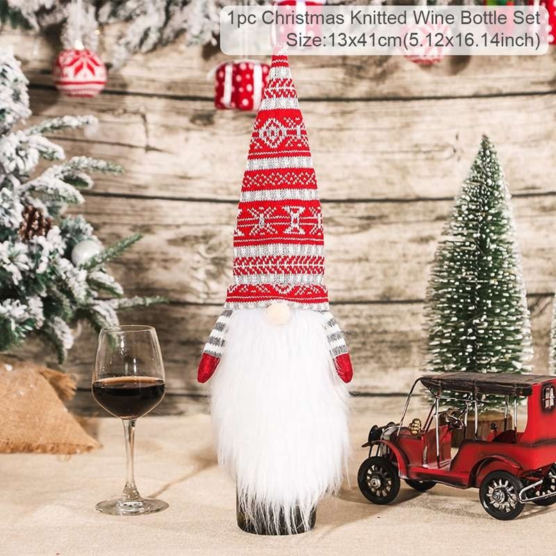 FengRise Christmas Decorations for Home Santa Claus Wine Bottle Cover Snowman Stocking Gift Holders Xmas Navidad Decor New Year