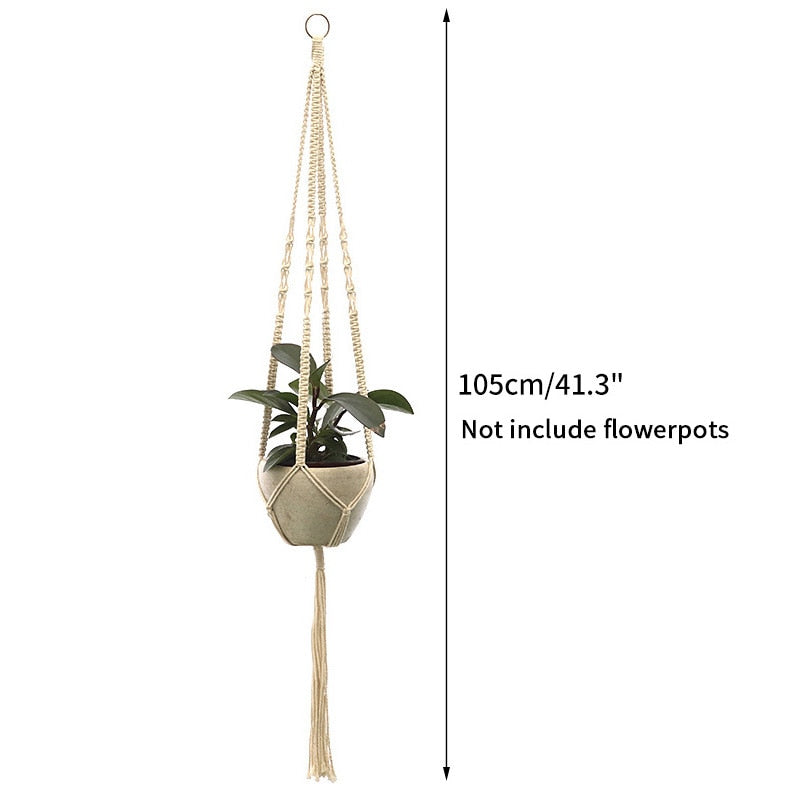 Plant Hanging Basket Wall Hanger Flower Pot Pocket Handmade Macrame Woven Potted Net Bag  Balcony Boho Home Decor