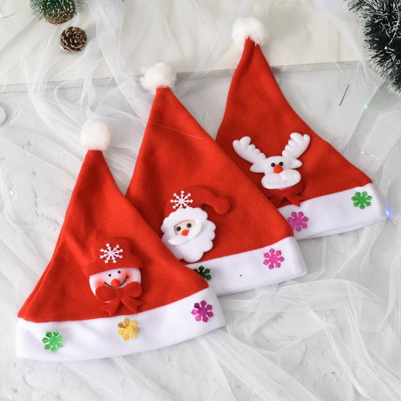 2022 Merry Christmas Hat  Snowman ElK Santa Claus Hats For Kids Children Adult