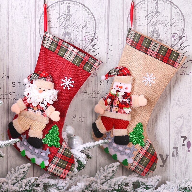 2023 New Year Christmas Stocking Sack Xmas Gift Candy Bag Noel Christmas Decorations for Home Navidad Sock Christmas Tree Decor