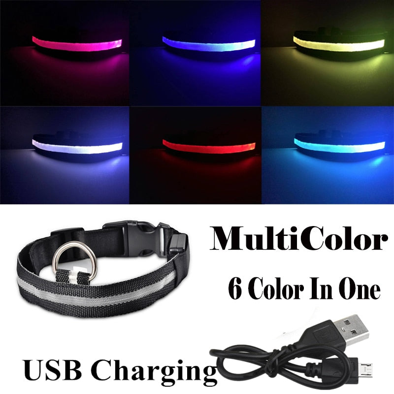 USB Rechargeable Pet Dog LED Glowing Collar  Luminous Flashing Necklace Outdoor Walking  Night Safety Supplies