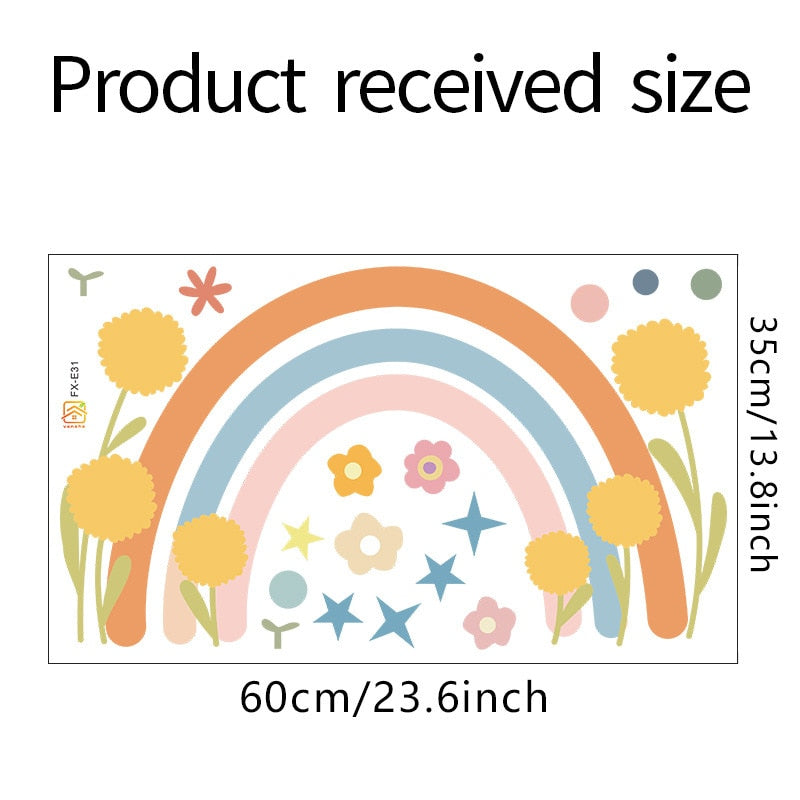 Cartoon painted rainbow sun children bedroom  wall stickers self-adhesive room decoration