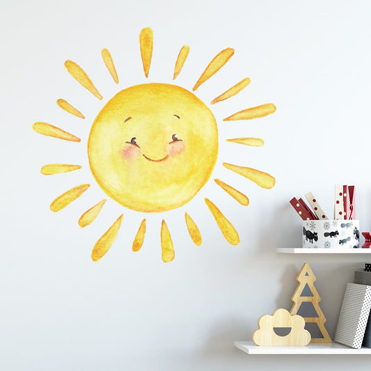 Cartoon painted rainbow sun children bedroom  wall stickers self-adhesive room decoration