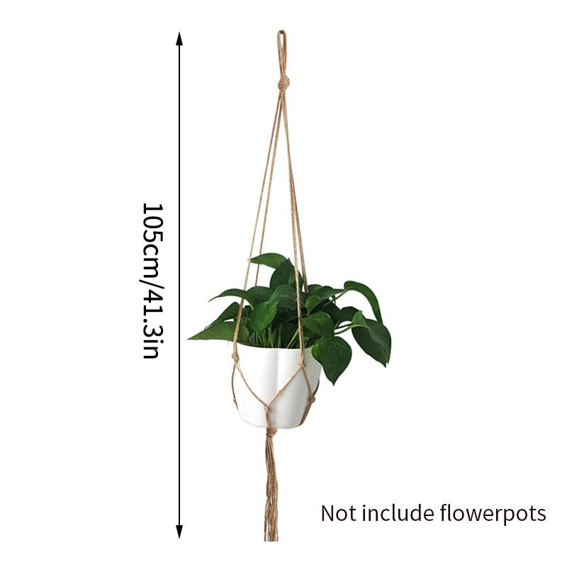 Plant Hanging Basket Wall Hanger Flower Pot Pocket Handmade Macrame Woven Potted Net Bag  Balcony Boho Home Decor