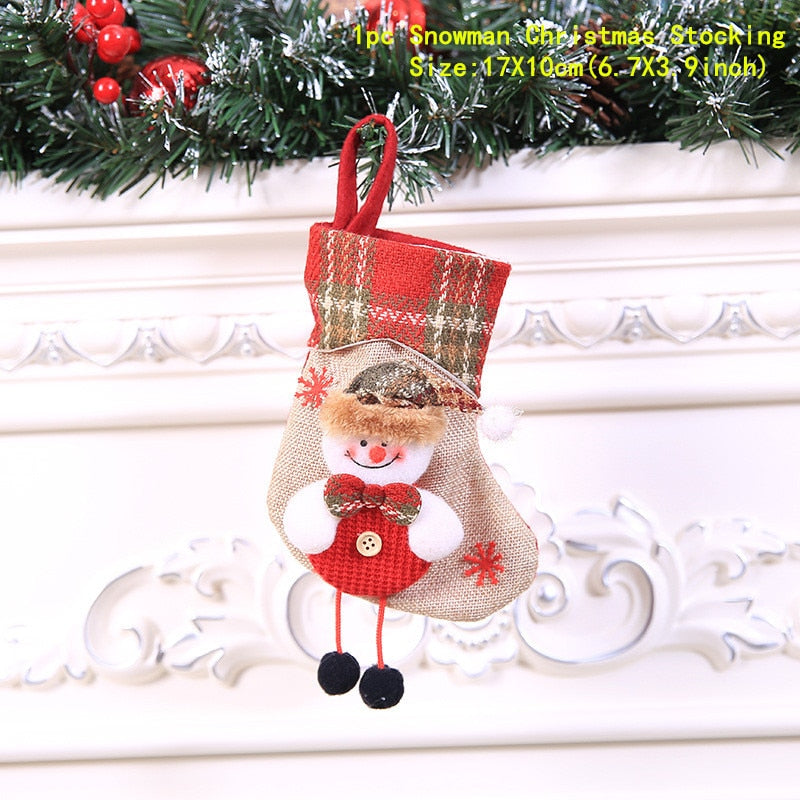 2023 New Year Christmas Stocking Sack Xmas Gift Candy Bag Noel Christmas Decorations for Home Navidad Sock Christmas Tree Decor