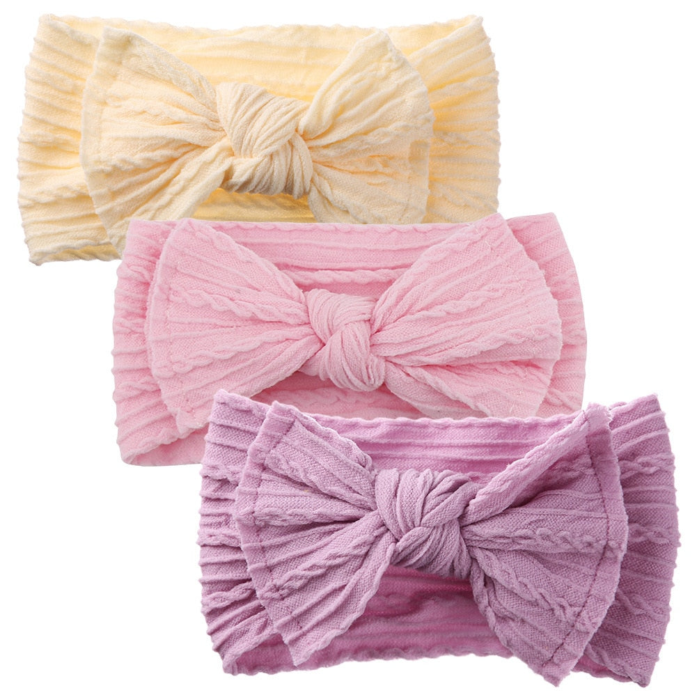 3Pcs Pearl Flower Baby Headband Infant Girl Nylon Elastic Hair Bands