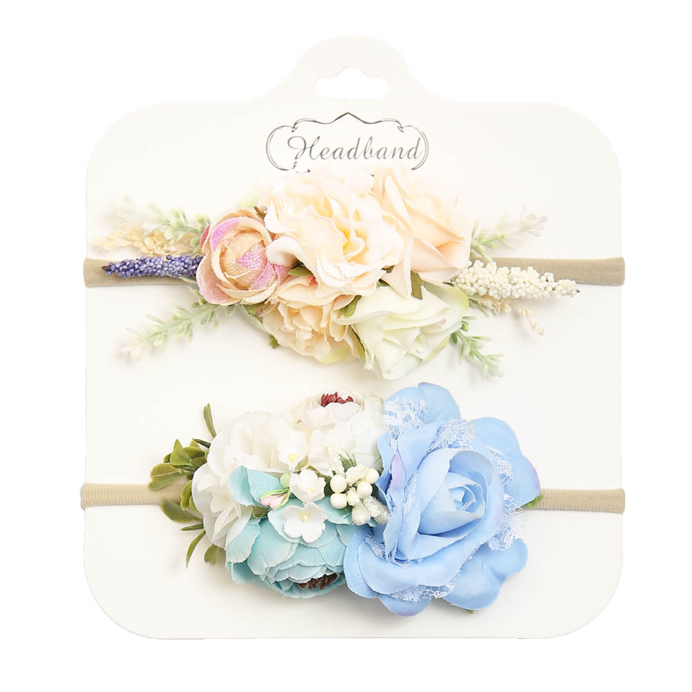 2Pcs/3Pcs/Lot Artificial Flower Baby Headband Newborn Boy Girl Pearl Elastic Nylon Hair Band Child