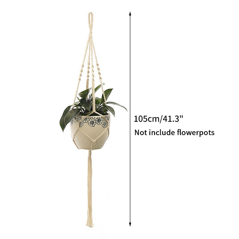 Plant Hanging Basket Wall Hanger Flower Pot Pocket Handmade Macrame Woven Potted Net Bag  Balcony Boho Home Decor