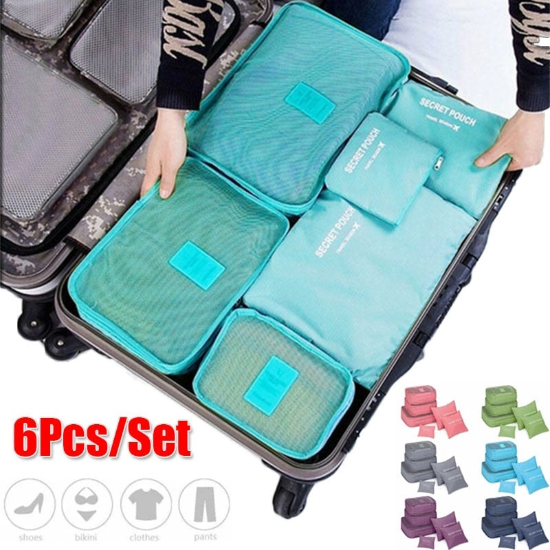 6pcs/set Travel Storage Bag Suitcase Luggage Organizer Set