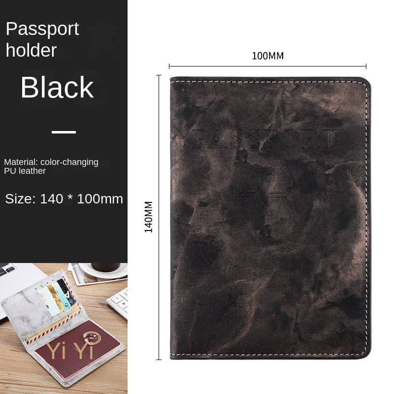 Passport Cover PU Leather Man Women Travel Passport Holder with Credit Card Holder Case Wallet