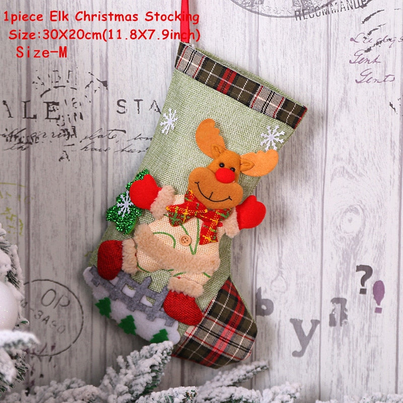 2023 New Year Christmas Stocking Sack Xmas Gift Candy Bag Noel Christmas Decorations for Home Navidad Sock Christmas Tree Decor