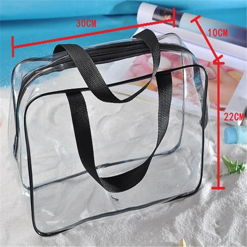 Transparent PVC Waterproof Large Cosmetic Bag Women Handbag Beauty Case Travel Organizer Beach