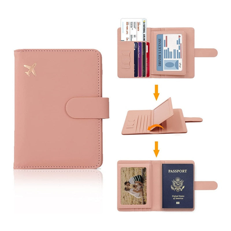 Passport Cover PU Leather Man Women Travel Passport Holder with Credit Card Holder Case Wallet