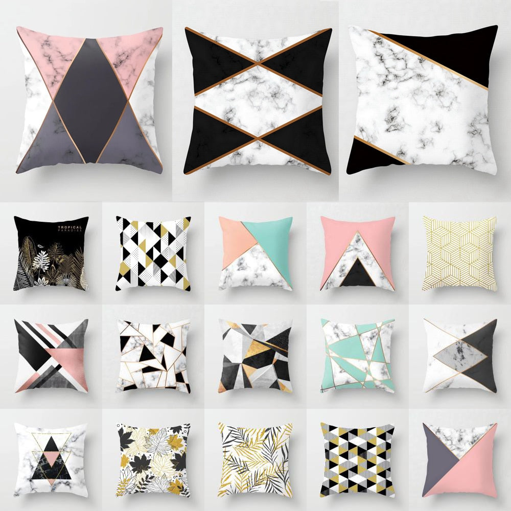 45x45cm Geometric Cushion Cover Abstract Color Block Grids Pillow Case for Living Room Sofa