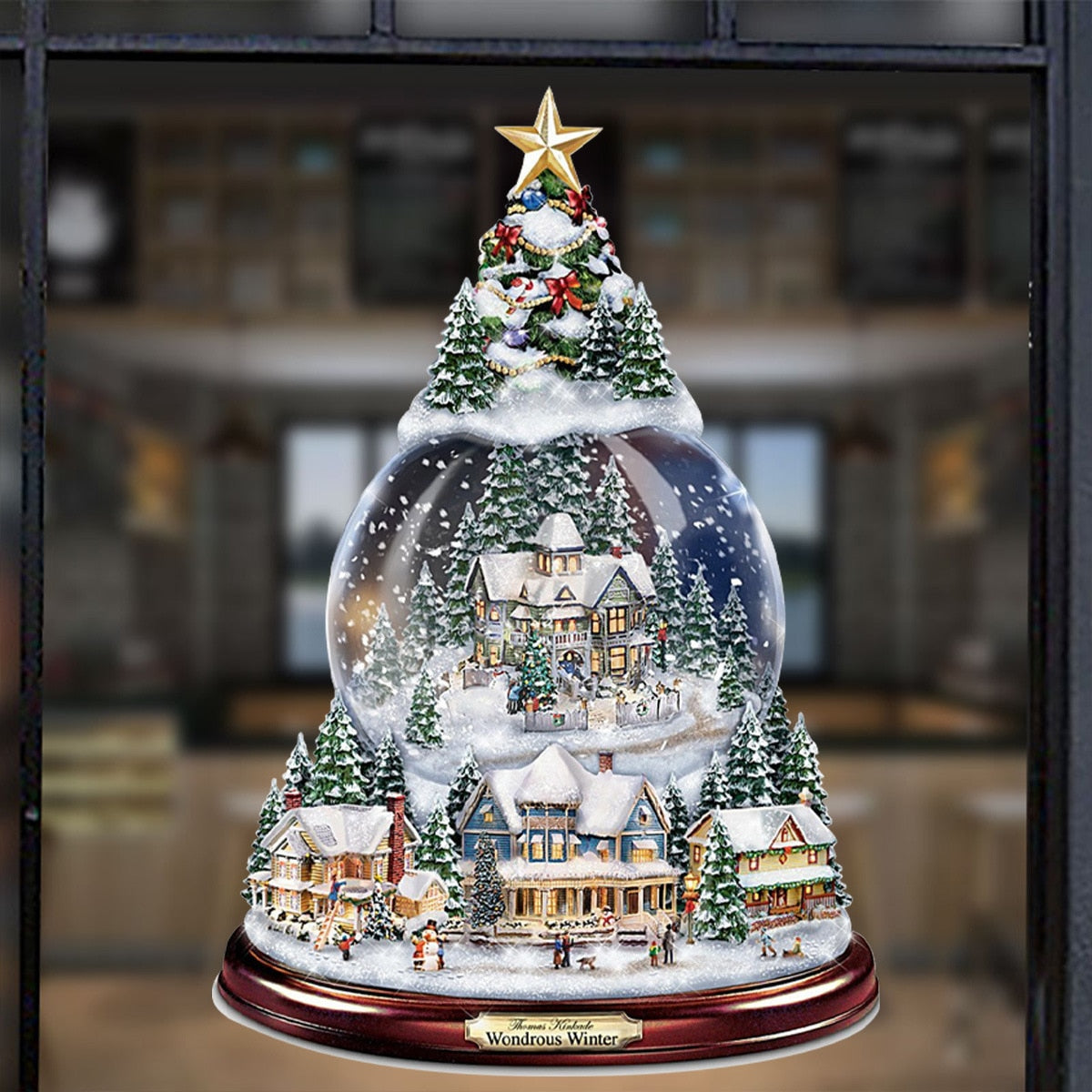 Christmas Tree Window Stickers Rotating Sculpture Train Decoration Christmas Decorations Winter Home Furnishings 2022 Navidad