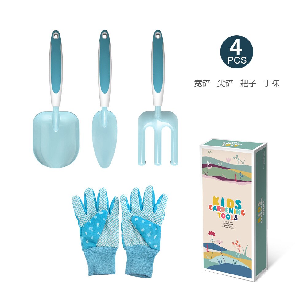 Children&#39;s Garden Planting Tool Set Shovel Turning Soil Rake Storage Flower Basket Bag Watering Can Gardening Tools