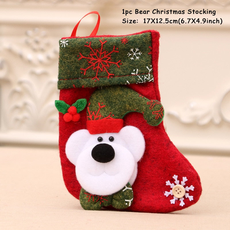 2023 New Year Christmas Stocking Sack Xmas Gift Candy Bag Noel Christmas Decorations for Home Navidad Sock Christmas Tree Decor