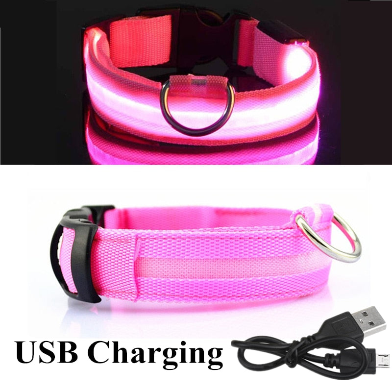 USB Rechargeable Pet Dog LED Glowing Collar  Luminous Flashing Necklace Outdoor Walking  Night Safety Supplies