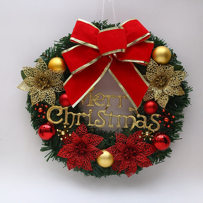 2022 Christmas Wreath Handmade Rattan Pendant Garland Christmas Decorations for Home Stairs Door Navidad 2023 New Year Ornaments