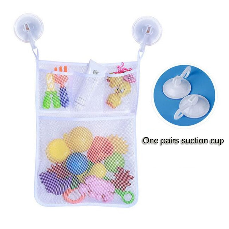 Baby Bathroom Mesh Bag for Children Bath Toy Bag Net Suction Cup Baskets Kids Bathtub