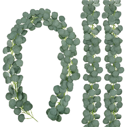 Artificial Eucalyptus Leaves Vines for Wedding Party Home Garden Outdoor Garland Arch Fake Green Garland Plant Wall Decorations