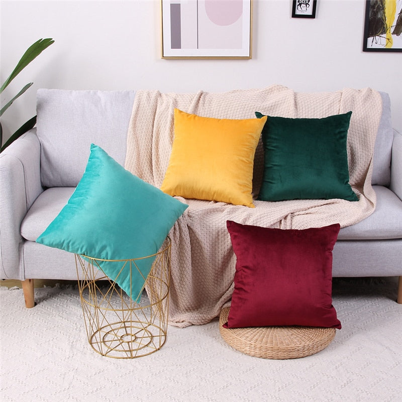 45x45cm Solid Color Luxury Velvet Throw Pillow Case Sofa