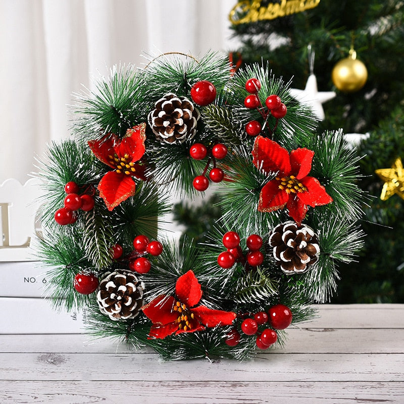 2022 Christmas Wreath Handmade Rattan Pendant Garland Christmas Decorations for Home Stairs Door Navidad 2023 New Year Ornaments