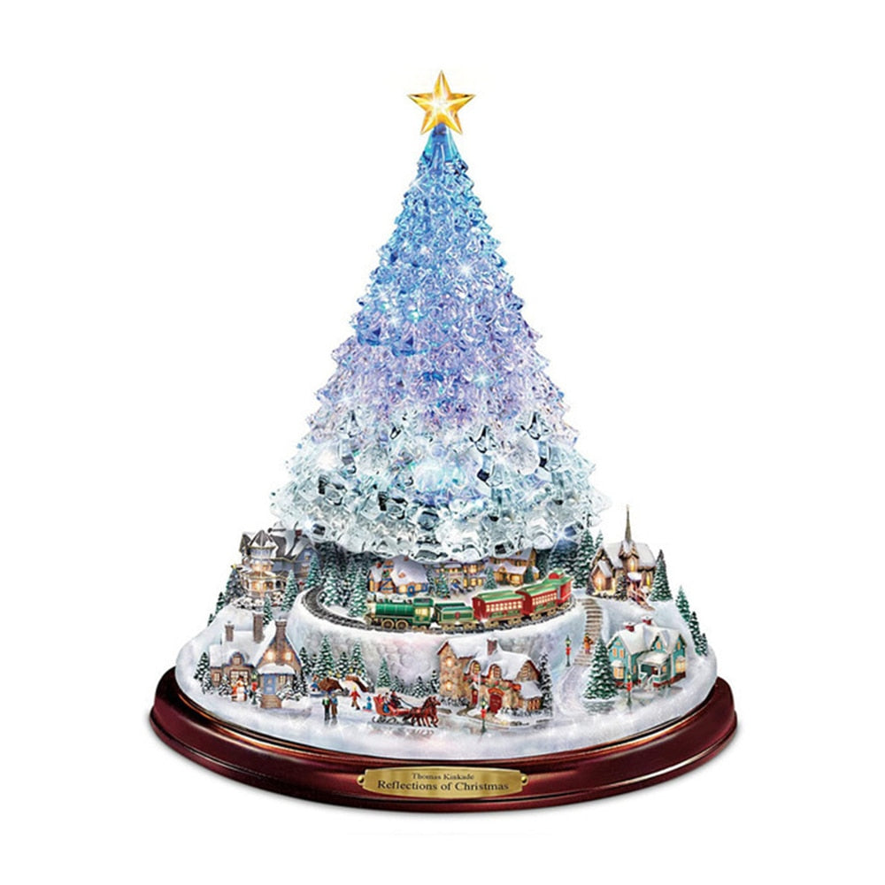 Christmas Tree Window Stickers Rotating Sculpture Train Decoration Christmas Decorations Winter Home Furnishings 2022 Navidad