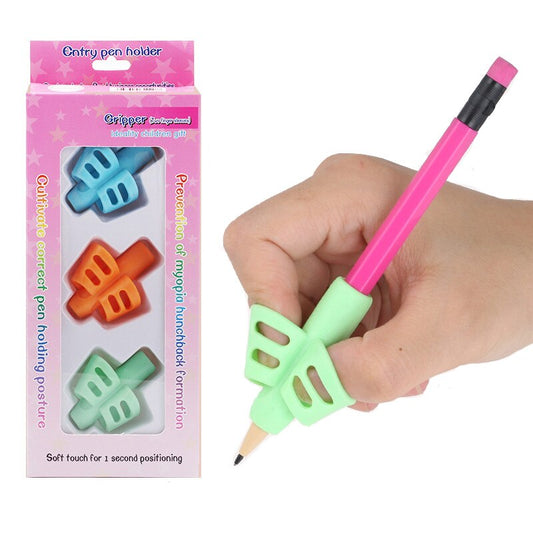 3Pcs/Set Soft Silica Pencil Grasp Two-Finger Gel Pen Grips Children Writing Training Correction