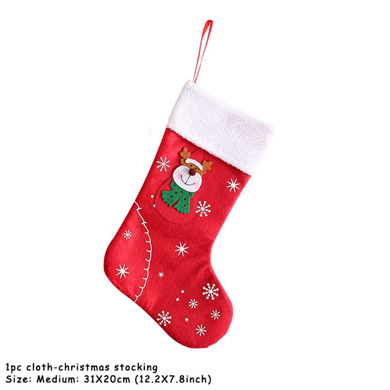 2023 New Year Christmas Stocking Sack Xmas Gift Candy Bag Noel Christmas Decorations for Home Navidad Sock Christmas Tree Decor