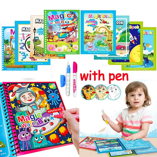 Children Early Education Toys Magical Book with Pen Water Drawing Montessori