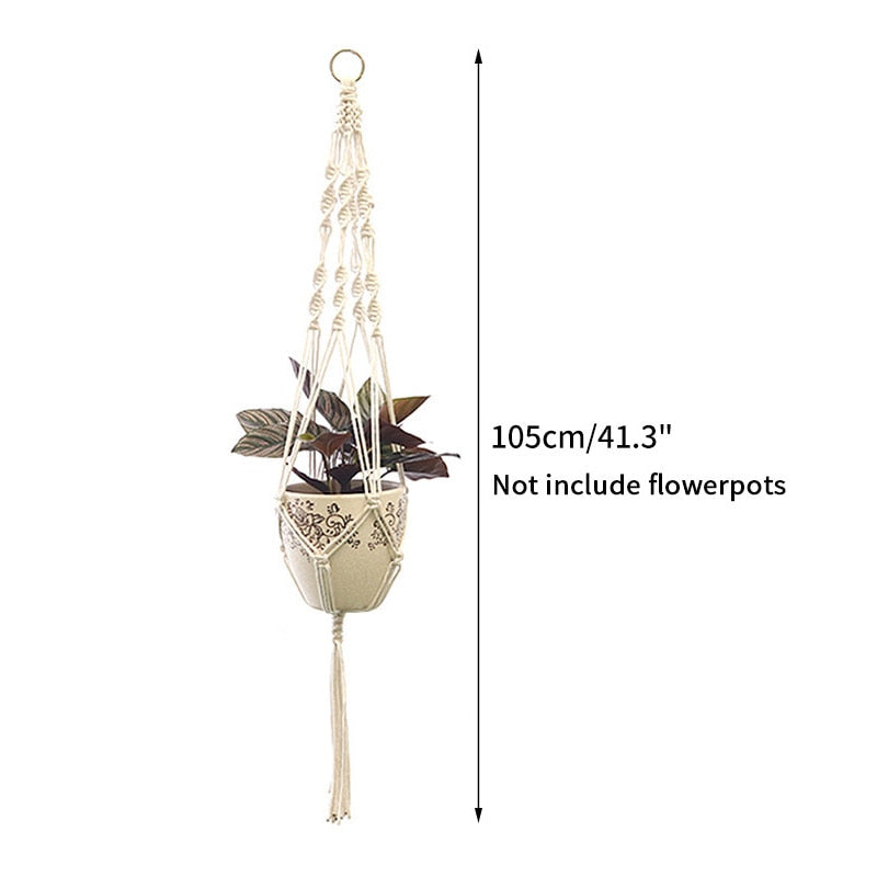 Plant Hanging Basket Wall Hanger Flower Pot Pocket Handmade Macrame Woven Potted Net Bag  Balcony Boho Home Decor