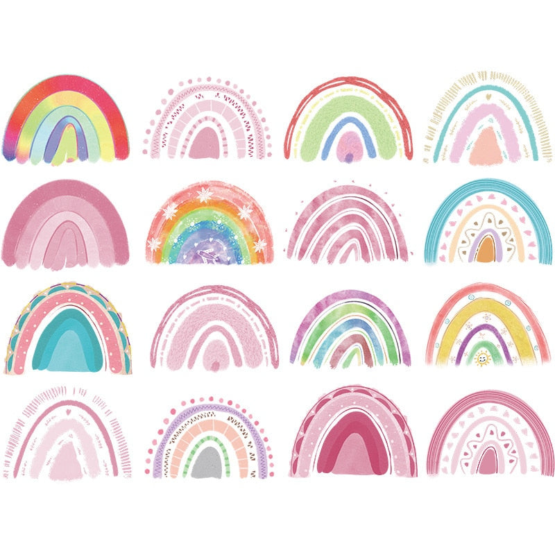 Cartoon painted rainbow sun children bedroom  wall stickers self-adhesive room decoration