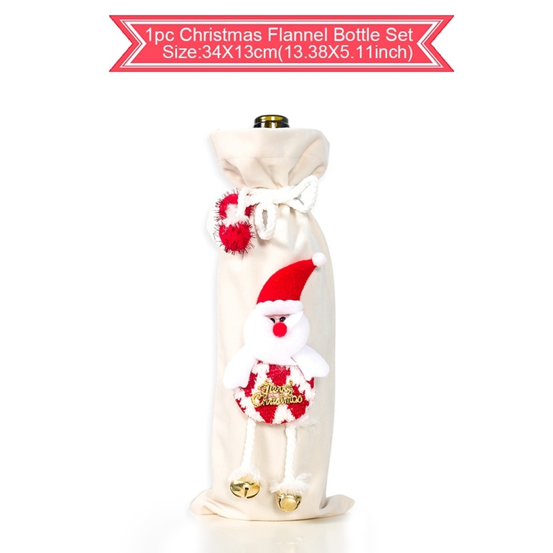 FengRise Christmas Decorations for Home Santa Claus Wine Bottle Cover Snowman Stocking Gift Holders Xmas Navidad Decor New Year