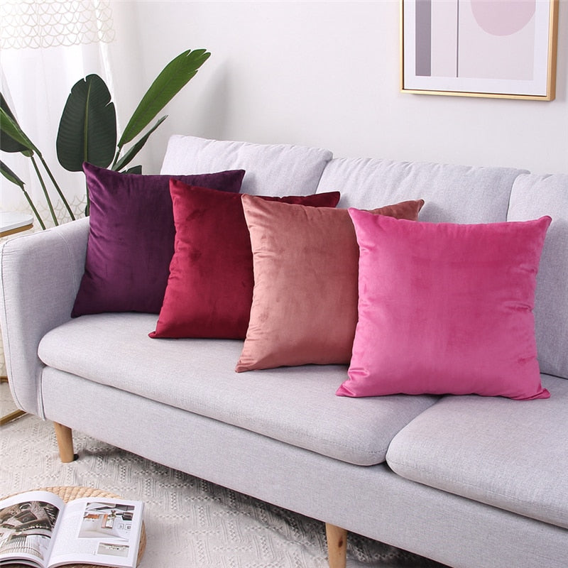 45x45cm Solid Color Luxury Velvet Throw Pillow Case Sofa