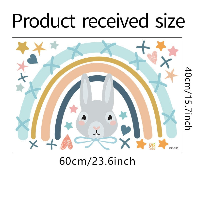 Cartoon painted rainbow sun children bedroom  wall stickers self-adhesive room decoration